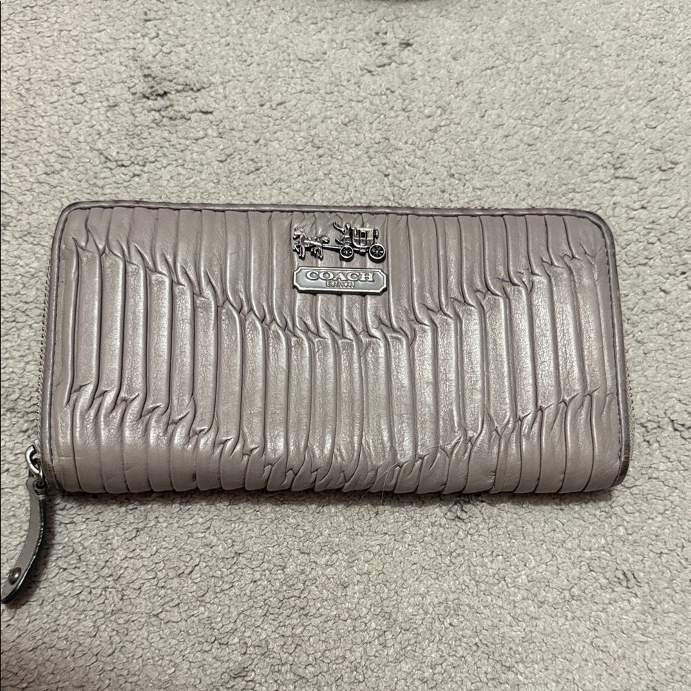 Coach Grey Silver Quilted Wallet
